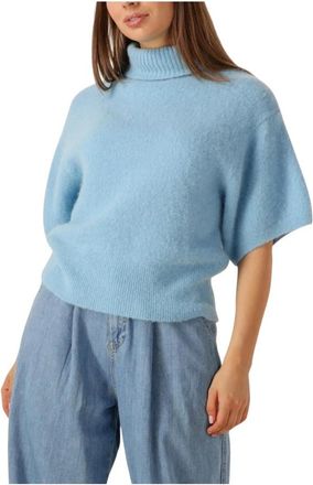 Notre-V Lichtblauwe Alpaca Gebreide Trui - Dames - Coltruien - Blauw - M - Wol - Truien & Vesten