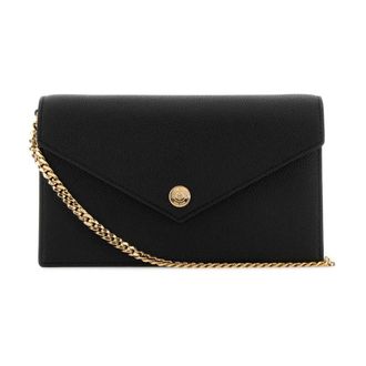 Tory Burch Tassen, Dames, Zwart, ONE Size, Leer, Gegreineerde leren envelop portemonnee met ketting