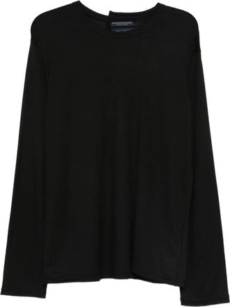 Yohji Yamamoto T-shirt a maniche lunghe in lana - Nero