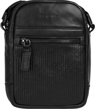 Bugatti Umh&auml;ngetasche BUGATTI JOEL, Damen, Gr. B/H/T: 14cm x 19cm x 5cm onesize, schwarz, Leder, leicht gl&auml;nzend, unifarben, Taschen Umh&auml;ngetasche, echt Leder