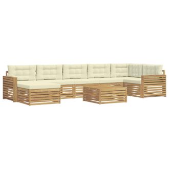 vidaXL Set Di Divani Da Esterno 8 Pz Bianco E Crema Vidaxl