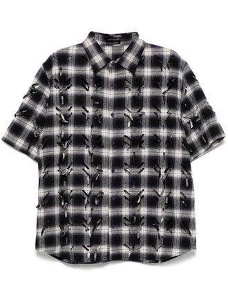 Juntae Kim laser-slashed shirt - Blue