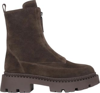 Estro & Luminara Donkerbruine Enkellaarsjes voor Dames gemaakt van Italiaans Echt Velours met Licht Isolatie - Dames - Enkellaarsjes - Bruin - 38 EU - Schoenen