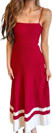 Olivaceous Sideline Strut Maxi Dress In Red