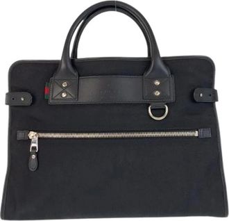 Gucci Pre-owned Nylon/Leder Aktetas 246410 - Heren - Vintage Handtas - Zwart - ONE Size - Nylon - Vintage