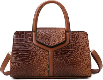 Generic Crocodile Pattern Handbags for Women Leather Satchel Purse Top Handle Crossbody Bags Ladies Tote Shoulder Bag (Brown)