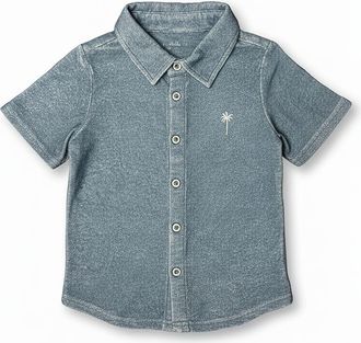 Miki Miette Jerry Short Sleeve Buttondown in Lagoon at Nordstrom, Size 12-18M