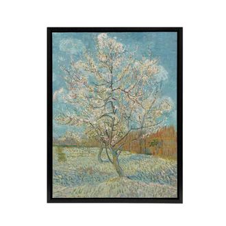 Artery8 Van Gogh The Peach Tree Framed Canvas Wall Art Print in Blue | Size: W24 x H32
