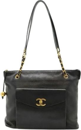 Chanel Pre-owned Vintage Tote Bag - Dames - Vintage Shopper - Zwart - ONE Size - Leer - Vintage