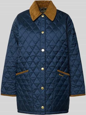 Barbour Regular Fit Steppjacke mit Cord-Besatz Modell MODERN LIDDESDALE in Marine, Größe 34