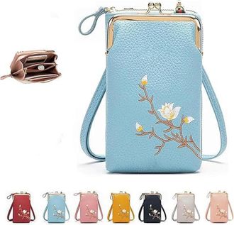 Generic Shamfreshen Women Sling Cross-Body Wallet, Women Sling Cross-Body Wallet - with Mobile Cell Phone Holder, for Travel & Daily (Blue)