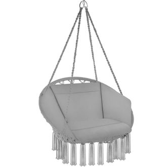 TecTake Silla colgante para jardín, malla de algodón, 80 x 72 x 125 cm, gris