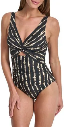 DKNY Twist Keyhole One-Piece Swimsuit in Tie Dye at Nordstrom Rack, Size X-Small