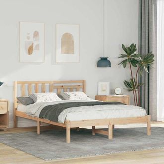 vidaXL Estructura De Cama Marr&oacute;n 135 X 190 Cm Madera De Pino Macizo Vidaxl