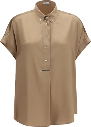 Brunello Cucinelli Womens Silk Shirt Praline