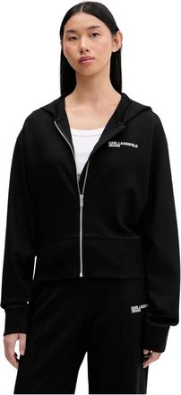 Karl Lagerfeld Hoodies & sweatvesten, Dames, Zwart, L, Zip-through Hoodie