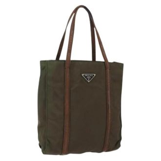 Prada Pre-owned Tote Bags, female, Green, Size: ONE SIZE Pre-owned Nylon Tote Bag