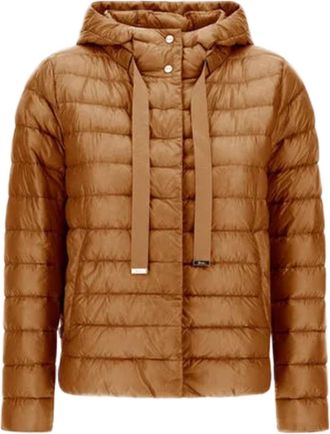 Herno Lightweight Quilted Camel Jacket With Grosgrain Detailing