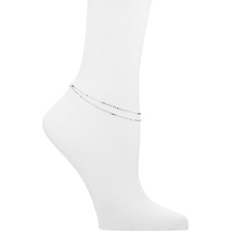 Nordstrom Rack Demi Fine Bar Station Layered Anklet in Silver at Nordstrom Rack