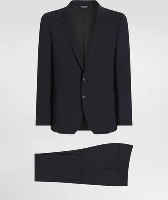 Dolce & Gabbana Stretch Wool Martini-fit Suit - Man Suits And Blazers Blue Wool 58