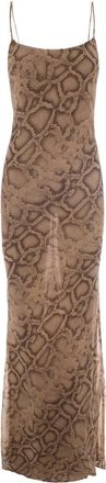 Andamane Brown Animal Print Maxi Dress