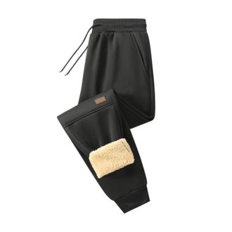 Generic Mens Fleece Lined Trousers Winter Sherpa Lined Joggers Sweatpants Elastic Waist Thick Thermal Tracksuit Bottom Pants Cotton Athletic Working Jogging T