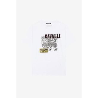 Roberto Cavalli Savage Graphic Cotton T-Shirt, Size X-Large