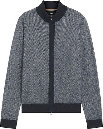 HUGO BOSS Hugo, Cardigans, male, Blue, Size: S Cardigan con zip in misto
