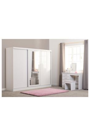 Seconique Nevada 3 Door Sliding Wardrobe in White