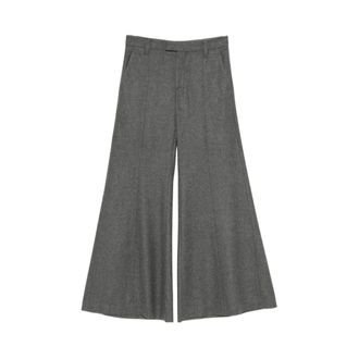 Brunello Cucinelli Wijde broek - Dames - Broeken - Grijs - Maat: M Wol