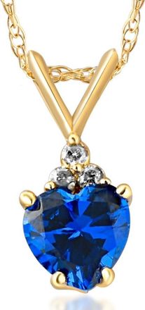 Pompeii3 1/2ct Diamond & Blue Sapphire Heart Pendant 10K Yellow Gold