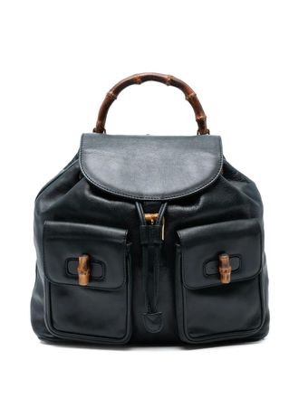 Gucci 20th Century Calfskin Bamboo Drawstring backpack - Black