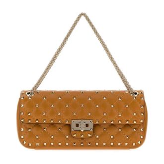 Valentino Garavani Bolso de Hombro Mediano Rockstud Spike - Bags - Mujer - Marr&oacute;n - ONE SIZE