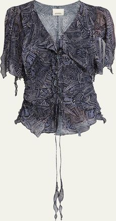 Isabel Marant Thanais Lace-Up Silk Top