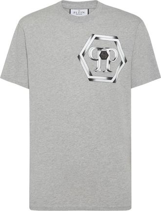 Philipp Plein T-shirt Ronde Hals SS Hexagon - Heren - T-shirts - Grijs - 4XL - Katoen - Tops