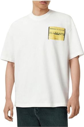 AllSaints Violation Short Sleeve Crew Mens T Shirt Chalk White : LG, Cotton