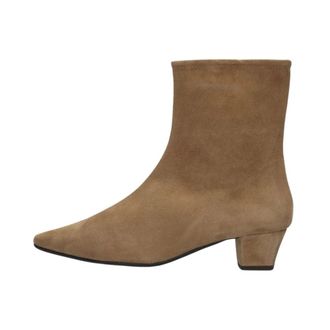 Stefano Lauran Taupe Puntige Neus Enkellaarsjes - Dames - Schoenen - Bruin - Maat: 38 EU Wol