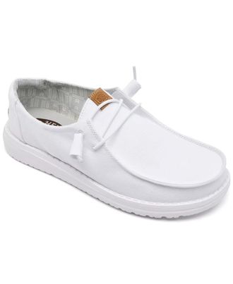 Hey Dude Wendy Stretch 40902-100 Women White Moc Toe Slip On Comfort Shoes MOT68