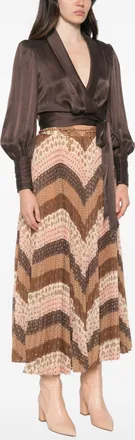 Zimmermann Silk Wrap Blouse - Brown