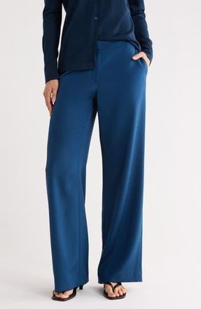 Lafayette 148 New York Sullivan Silk Stretch Crepe de Chine Pants in Lido Blue at Nordstrom Rack