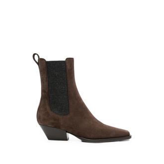 Brunello Cucinelli Suede Elasticated Ankle Boots
