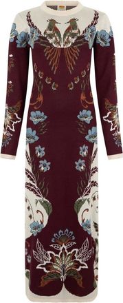 Farm Rio Millena Abito Lungo in Maglia a Maniche Lunghe - - Dresses - Donna - Multicolore - M