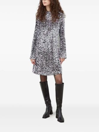 Bruuns Bazaar Mini-jurk met pailletten en gedrapeerde hals - Zwart