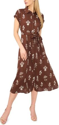 Ted Baker Brandi Tie Waist Midi Dress in Bitter Chocolate at Nordstrom, Size X-Large