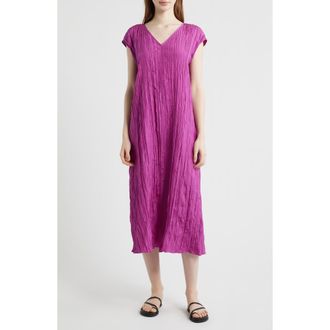 Eileen Fisher Cap Sleeve Silk Maxi Dress in Grape at Nordstrom, Size Xx-Small