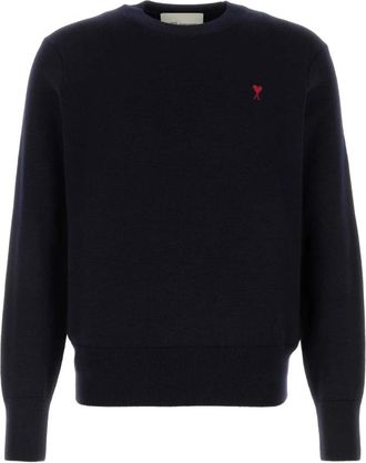Ami Ami De Coeur Crewneck Sweater - Heren - Ronde hals truien - Blauw - XL - Wol - Truien & Vesten