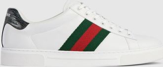 Gucci Mens Gucci Ace Sneaker, White, Leather