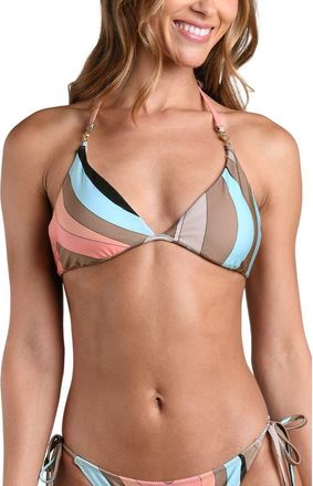 L'agence Abstract Swirl Halter Underwire Bikini Top in Brown Multi at Nordstrom, Size X-Small
