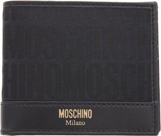 Moschino Logo Mini Wallet - Heren - Portefeuilles - Zwart - ONE Size - Leer - Accessoires