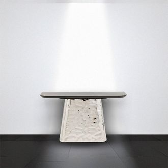 Kare Design Consola de acero y MDF, negro y plata 138 x 76 cm